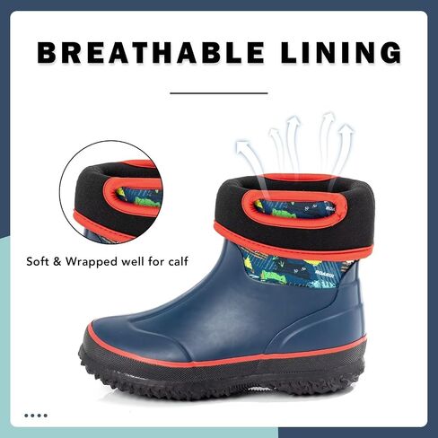 Kids Waterproof Neoprene Rain Boots Girls Boys Outdoor Mud Boots Children Insulated Rubber Snow Boots in Saudi Arabia