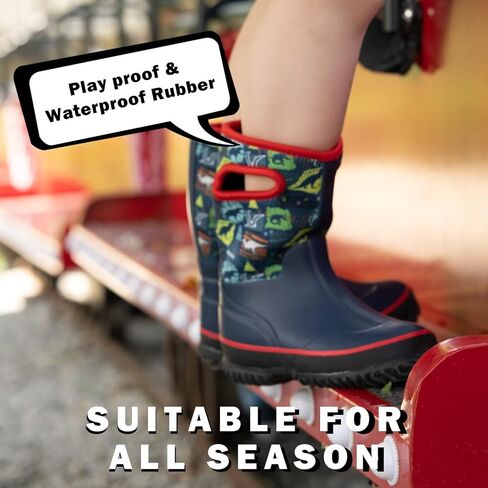 Kids Waterproof Neoprene Rain Boots Girls Boys Outdoor Mud Boots Children Insulated Rubber Snow Boots in Saudi Arabia