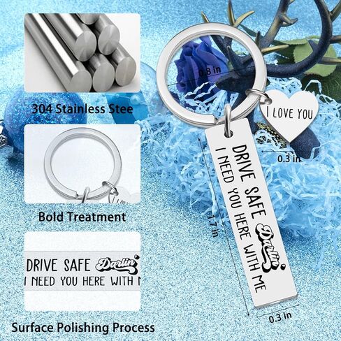 Aisity Husband Stocking Stuffers Drive Safe Keychain Gifts for Boyfriend Husband from Wife Girlfriend Birthday Christmas Mens Stocking Stuffers Valentines Day Gifts for Men in Kuwait