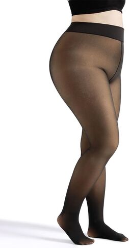 جوارب طويلة نسائية مبطنة بالصوف من LASETA مع لباس ضيق حراري أسود شفاف للنساء لباس ضيق علوي شفاف ومزيف in Kuwait