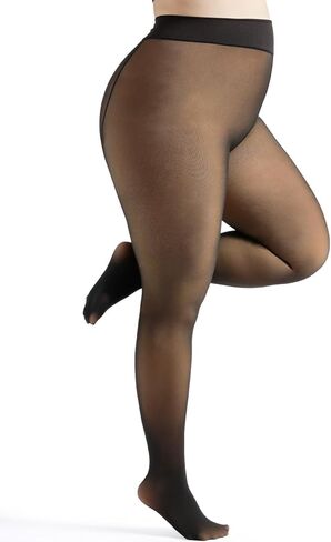 جوارب طويلة نسائية مبطنة بالصوف من LASETA مع لباس ضيق حراري أسود شفاف للنساء لباس ضيق علوي شفاف ومزيف in Kuwait