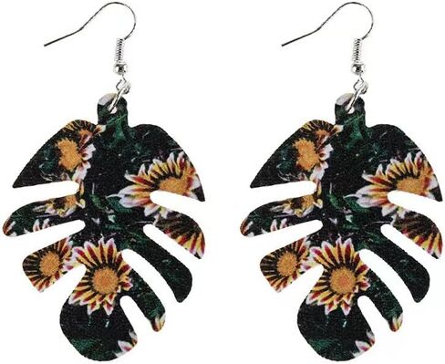 Green Enamel Tropical Palm Tree Fresh Monstera Leaf Earrings Dangle Earrings in Saudi Arabia