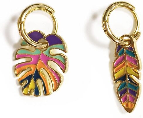 Green Enamel Tropical Palm Tree Fresh Monstera Leaf Earrings Dangle Earrings in Saudi Arabia