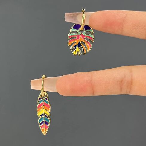 Green Enamel Tropical Palm Tree Fresh Monstera Leaf Earrings Dangle Earrings in Saudi Arabia