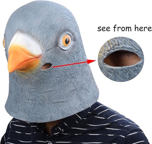 بارتي ستوري قناع رأس حمامة من اللاتكس، قناع رأس حيوان مطاطي للهالوين، أقنعة تنكرية مبتكرة in Kuwait