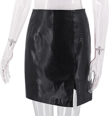 Erinaco Women's Basic Bodycon High Waist Skirt Side Split Hem Mini Pencil Skirt in Saudi Arabia