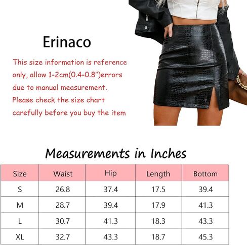 Erinaco Women's Basic Bodycon High Waist Skirt Side Split Hem Mini Pencil Skirt in Saudi Arabia