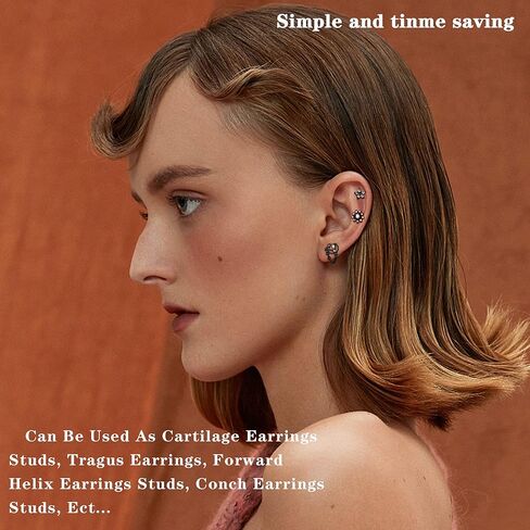 LOYALLOOK 16 قطعة 18 جرام أقراط الغضروف للنساء والرجال 316L الفولاذ المقاوم للصدأ أقراط هيبولرجينيك ثعبان القمر زهرة تشيكوسلوفاكيا المسمار أقراط مسطحة تتدلى محارة اللولب الزنمة ثقب المجوهرات in Kuwait