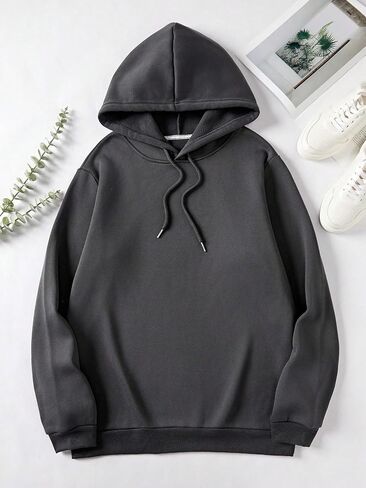 COZYEASE Men's Long Sleeve Hoodie Solid Drawstring Hooded Pullover Sweatshirts Basic Winter Clothes in Saudi Arabia