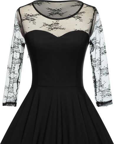 GownTown Women's Vintage Floral Lace 2/3 Sleeve Bridesmaid Party Dress in Saudi Arabia