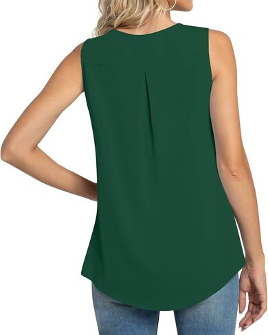 Netsmile Womens Summer Casual Sleeveless Chiffon Tops Pleated Shirt Loose Blouse for Leggings in Saudi Arabia