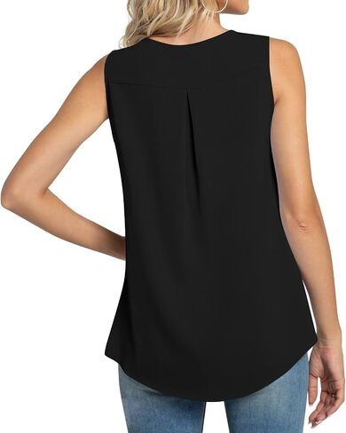 Netsmile Womens Summer Casual Sleeveless Chiffon Tops Pleated Shirt Loose Blouse for Leggings in Saudi Arabia