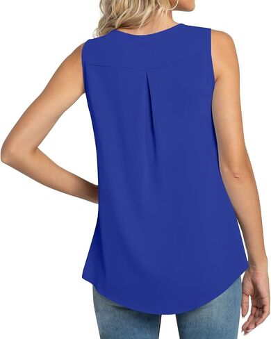 Netsmile Womens Summer Casual Sleeveless Chiffon Tops Pleated Shirt Loose Blouse for Leggings in Saudi Arabia