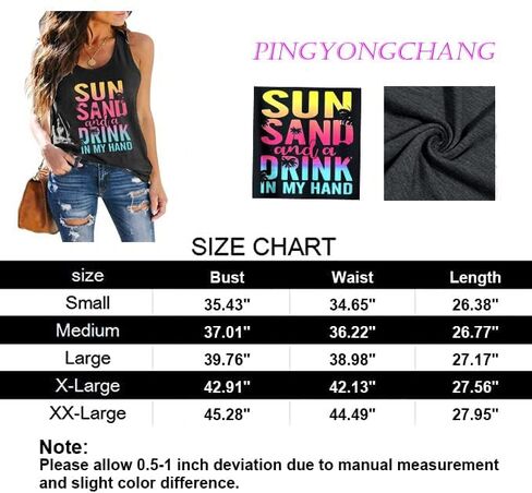 Sun Sand and A Drink in My Hand Tank Tops Beach Letter Graphic Hawaiian Vest Casual Summer Vacation Holiday Cami Shirt in Saudi Arabia