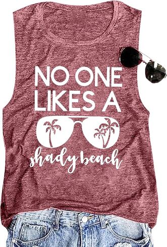 No One Likes A Shady Beach Tank Tops Women Summer Beach Tanks Sleeveless Graphic Hawaiian Vacation Shirts in Saudi Arabia