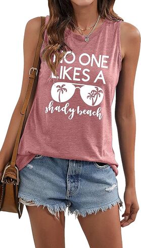 No One Likes A Shady Beach Tank Tops Women Summer Beach Tanks Sleeveless Graphic Hawaiian Vacation Shirts in Saudi Arabia