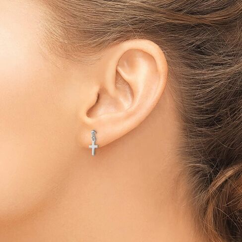 Solid 925 Sterling Silver Cross Post Studs Earrings - 24mm x 7mm in Saudi Arabia