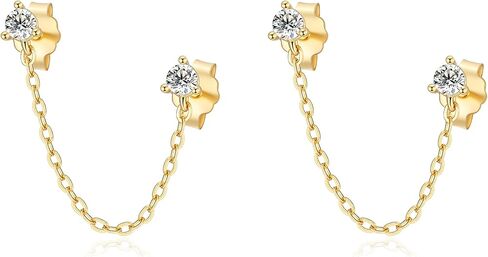 أقراط سلسلة أنيقة | أقراط تشيكوسلوفاكيا مع سلسلة | أقراط متدلية أنيقة من الفضة الإسترليني | هيبوالرجينيك in Kuwait