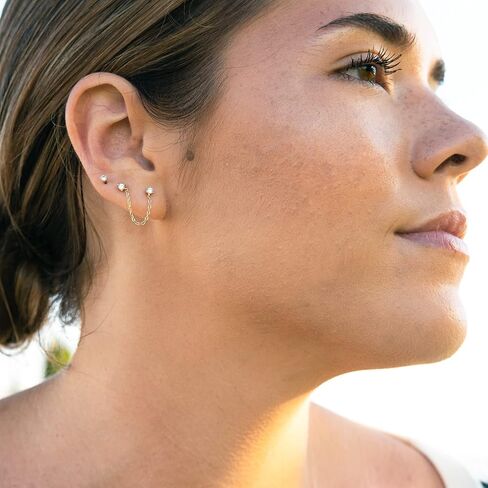 أقراط سلسلة أنيقة | أقراط تشيكوسلوفاكيا مع سلسلة | أقراط متدلية أنيقة من الفضة الإسترليني | هيبوالرجينيك in Kuwait