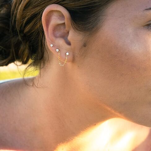 أقراط سلسلة أنيقة | أقراط تشيكوسلوفاكيا مع سلسلة | أقراط متدلية أنيقة من الفضة الإسترليني | هيبوالرجينيك in Kuwait