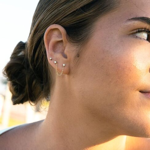 أقراط سلسلة أنيقة | أقراط تشيكوسلوفاكيا مع سلسلة | أقراط متدلية أنيقة من الفضة الإسترليني | هيبوالرجينيك in Kuwait