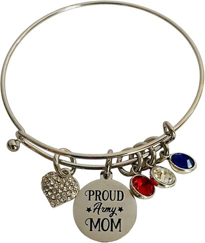 سوار إسورة لأمي الجيش رائع أحمر أبيض وأزرق لأم الجيش هدية للنساء, Medium, ستانلس ستيل in Kuwait