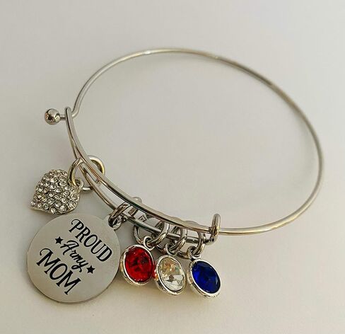 سوار إسورة لأمي الجيش رائع أحمر أبيض وأزرق لأم الجيش هدية للنساء, Medium, ستانلس ستيل in Kuwait