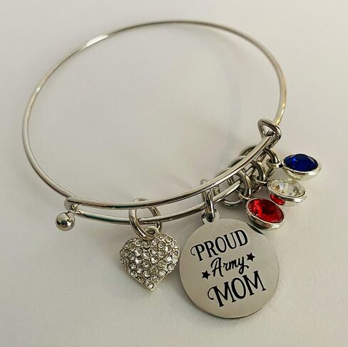 سوار إسورة لأمي الجيش رائع أحمر أبيض وأزرق لأم الجيش هدية للنساء, Medium, ستانلس ستيل in Kuwait