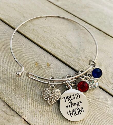 سوار إسورة لأمي الجيش رائع أحمر أبيض وأزرق لأم الجيش هدية للنساء, Medium, ستانلس ستيل in Kuwait