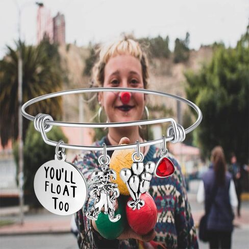 Ralukiia فيلم الرعب IT المهرج Pennywise البضائع بالونات حمراء منقوشة سوف تطفو أيضًا سوار ملابس الهالوين التنكرية in Kuwait