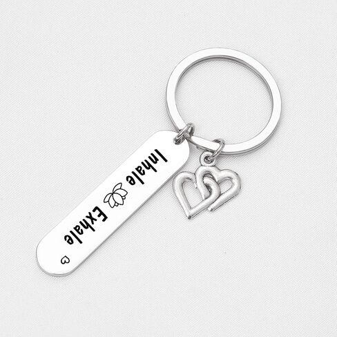 Motivational Inhale Exhale Keychain Daily Reminder Jewelry Meditation Gifts in Saudi Arabia