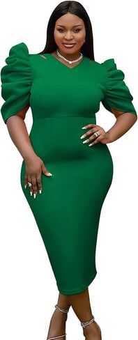 AOMEI فستان أسود نصف كم الوظيفي Bodycon ميدي 4XL 3XL 2XL حجم كبير ملابس امرأة للسيدات مكتب in Kuwait