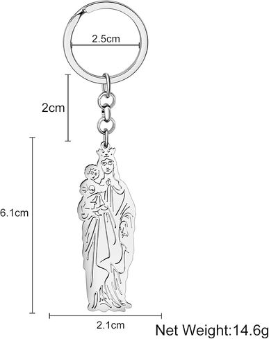RAIDIN Stainless Steel Gold Silver Plated Virgin Mary Keychains Keyring Gifts for Men Women Car Purse Keys Accessories in Saudi Arabia