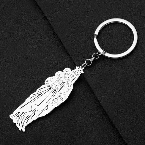 RAIDIN Stainless Steel Gold Silver Plated Virgin Mary Keychains Keyring Gifts for Men Women Car Purse Keys Accessories in Saudi Arabia
