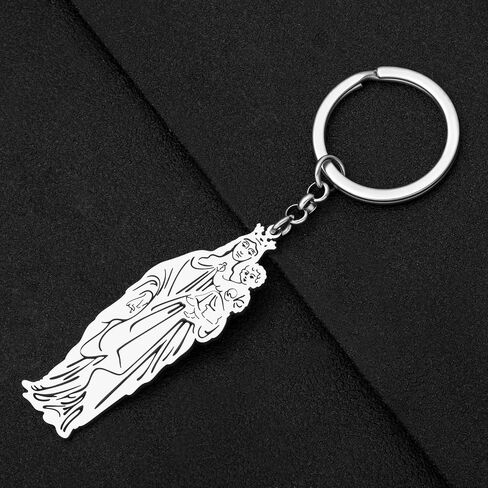 RAIDIN Stainless Steel Gold Silver Plated Virgin Mary Keychains Keyring Gifts for Men Women Car Purse Keys Accessories in Saudi Arabia