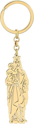 RAIDIN Stainless Steel Gold Silver Plated Virgin Mary Keychains Keyring Gifts for Men Women Car Purse Keys Accessories in Saudi Arabia