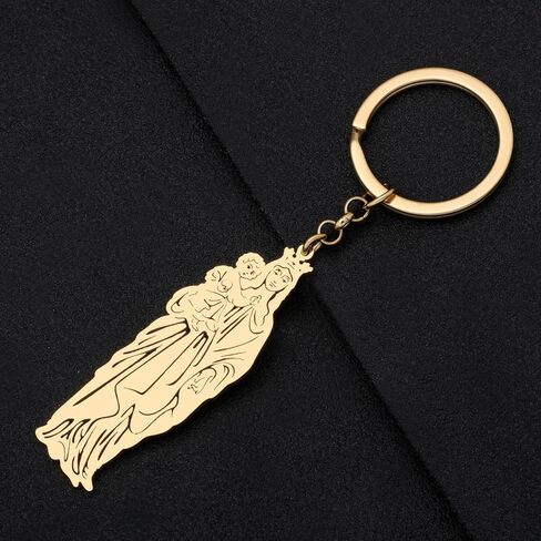 RAIDIN Stainless Steel Gold Silver Plated Virgin Mary Keychains Keyring Gifts for Men Women Car Purse Keys Accessories in Saudi Arabia