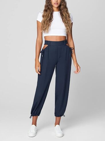 [BLANKNYC] Womens Tencel Gathered Hip & Hem Detailed Trouser, Comfortable & Casual Pants, CUTTIN Ties, 28 in Saudi Arabia