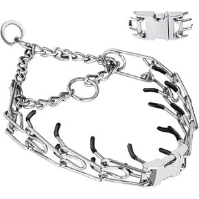 Safiman Classic Prong Training Collar for Dogs, Adjustable Dog Pinch Collar with Quick Release Buckle, No Pull Collar for Small Medium Large Dogs, Extra Link and Caps (M(16-22" Neck, 3.0mm))