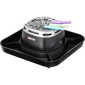 CRUX Marshmallow S'mores Maker - Smores Kit With Marshmallow Roasting Sticks and 4 Trays for Graham Crackers, Chocolate, and Marshmallows - Movie Night Supplies - Black