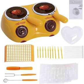 Candy Chocolate Melting Pot for Melting Chocolate, Butter, Cheese, Candy Candle with Tool Mold Handmade DIY Making Electric Melting Pot Chocolate Melting Warming Fondue Set Yellow