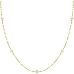 Celestial Diamond Necklace, Bezel Set Diamond Necklace, Minimalist 18K Gold plated Sterling Silver Zirconia Necklace to wear as a statement piece or to stack, Gifts for her (Silver)