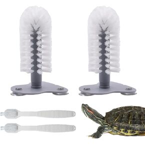 4 PCS Turtle Shell Brush with Suction Cup for Tank, Turtle Scrub Brush Turtle Scratches Back Brush Triple Strong Suction Turtle Shell Cleaning Brush Aquarium Turtle Tank Accessories Tortoise Supplies