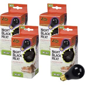 Zilla 4 Pack of Reptile Terrarium Heat Lamp Incandescent Bulbs, Night Black, 50W