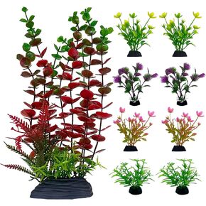 Aquarium Decor,Fish Tank Accessories Aquarium Decorations Colorful Plants, Fish Tank Decorations, Plastic Plants,Pack of 9