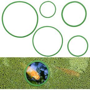 5Pcs Aquarium Floating Plant Corral, 5 Sizes of Fish Feeding Ring Round Aquarium Feeding Ring, Aquarium Floating Plant Ring for Keeping Floating Plants in Place, Fish Feeding Ring (Green)