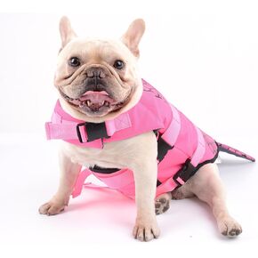 Dog Life Jacket Clown Fish Vest Dog Safety Swimsuit Floatation Life Vest for French Bulldog/Pug(M,Clown Fish)