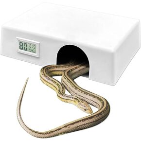 Large Reptile Hide Box with Front Thermometer/Hygrometer - Ideal Humidity Shelter for Lizards, Geckos, Snakes, including Ball Pythons - Durable & Easy Clean