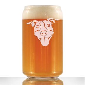 Happy Pitbull - Beer Can Pint Glass - Fun Unique Pitbull Themed Dog Gifts and Party Decor for Women and Men - 16 oz