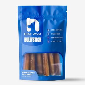 Bully Sticks for Dogs, Thick Size (6", 8Pcs) Rawhide Free Dog Chews Long Lasting Non-Splintering Pizzle Sticks - Low Odor Bully Sticks for Small Medium Large Dogs(8-32Pack Selectable)